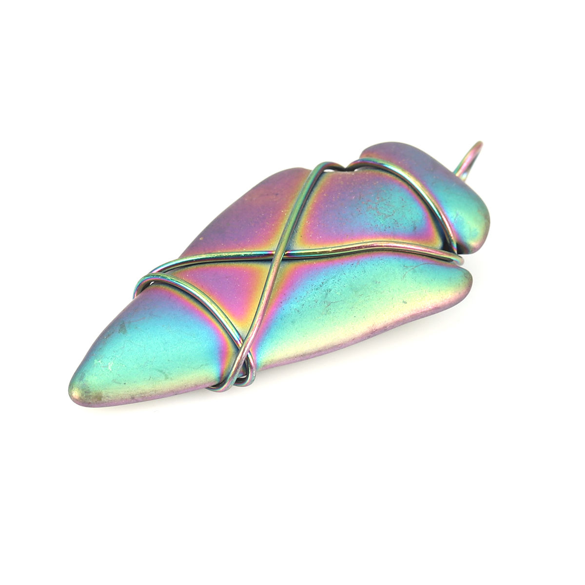 Picture of (Grade B) Hematite ( Natural ) Pendants Multicolor Arrowhead Wrapped 5.3cm x 2.5cm, 1 Piece
