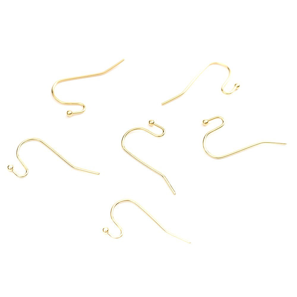 Picture of 304 Stainless Steel Ear Wire Hooks Earring Findings Gold Plated 21mm x 12mm, Post/ Wire Size: (21 gauge), 100 PCs