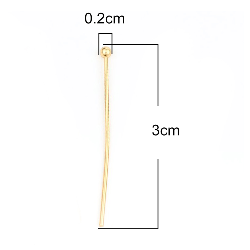 Bild von 0.7mm 304 Edelstahl Kopfstifte mit Kugel Vergoldet 30mm lang, 1 Packung(etwa 300 Stücke)