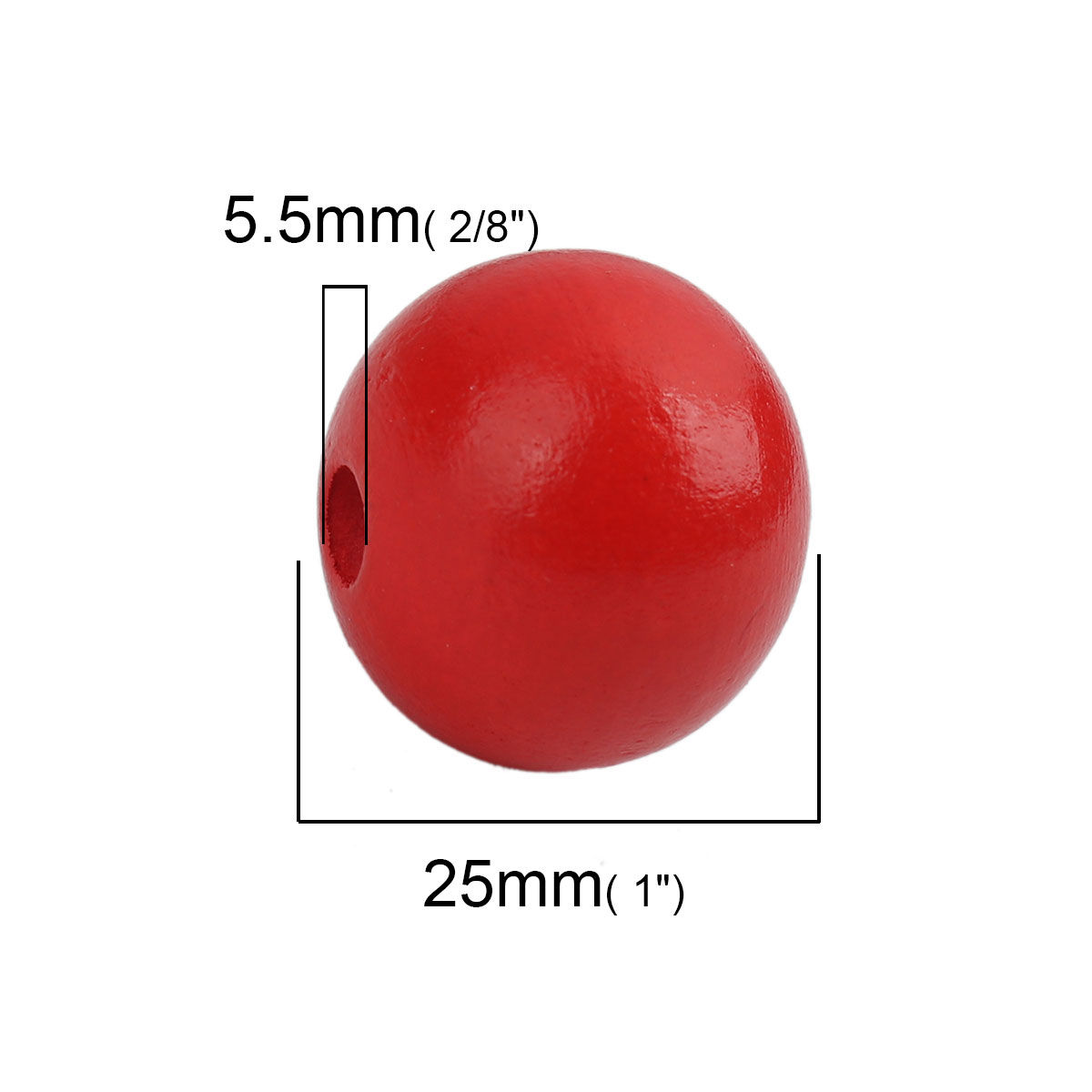 Picture of Natural Wood Spacer Beads Round Red About 25mm x 23mm, Hole: Approx 5.5mm, 20 PCs