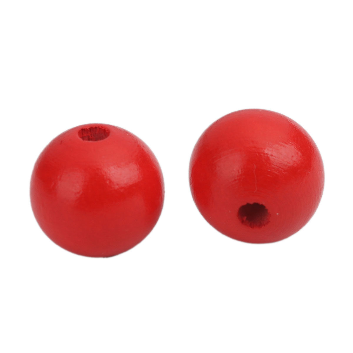 Picture of Natural Wood Spacer Beads Round Red About 25mm x 23mm, Hole: Approx 5.5mm, 20 PCs