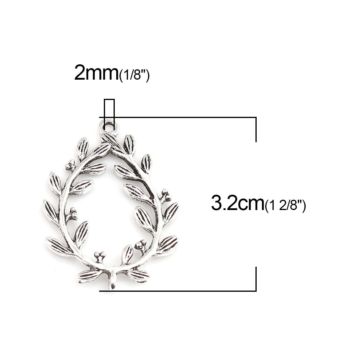 Picture of Zinc Based Alloy Connectors Drop Antique Silver Color Branch Hollow 3.2cm x 2.3cm, 10 PCs