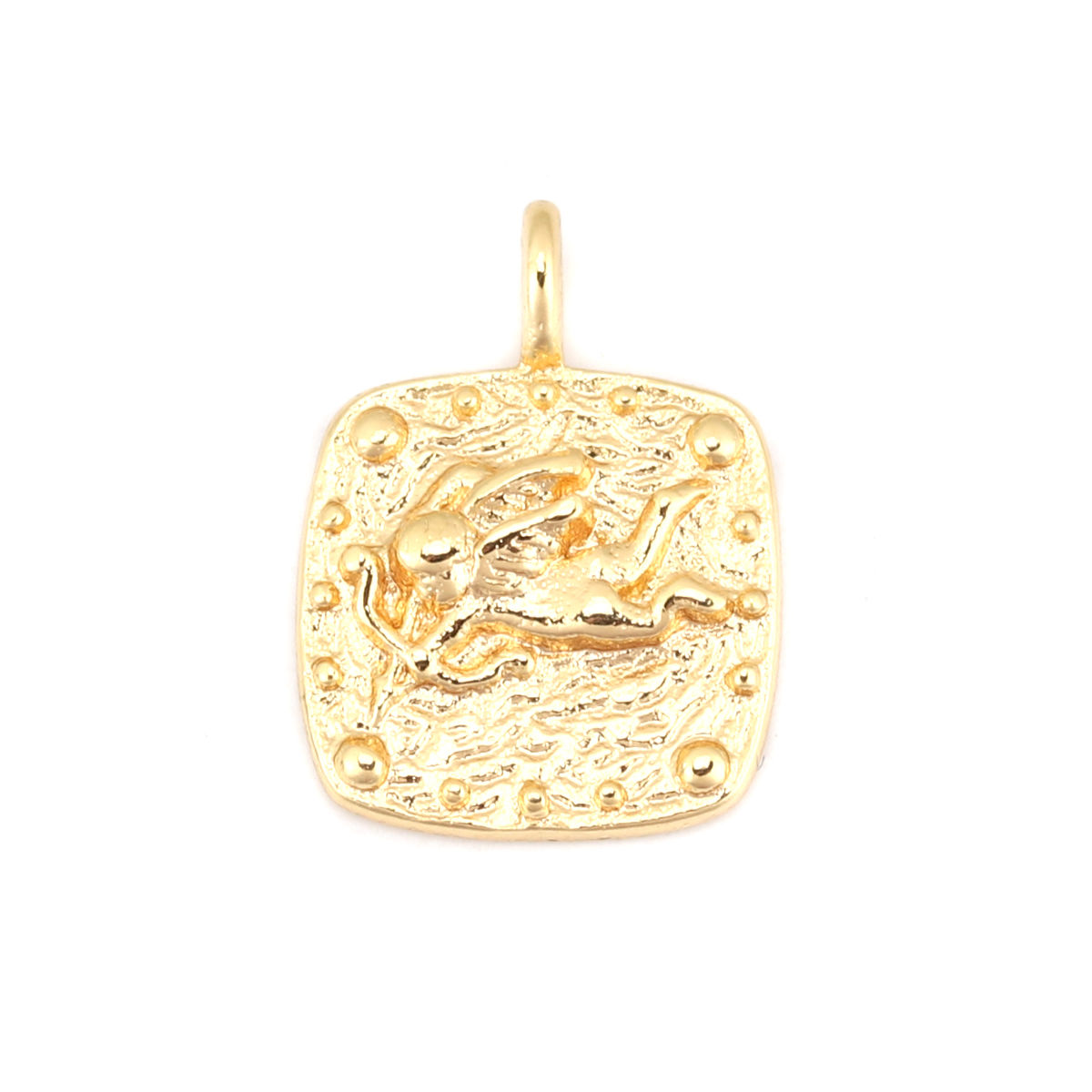 Picture of Brass Religious Charms Gold Plated Square Angel 15mm x 11mm, 2 PCs