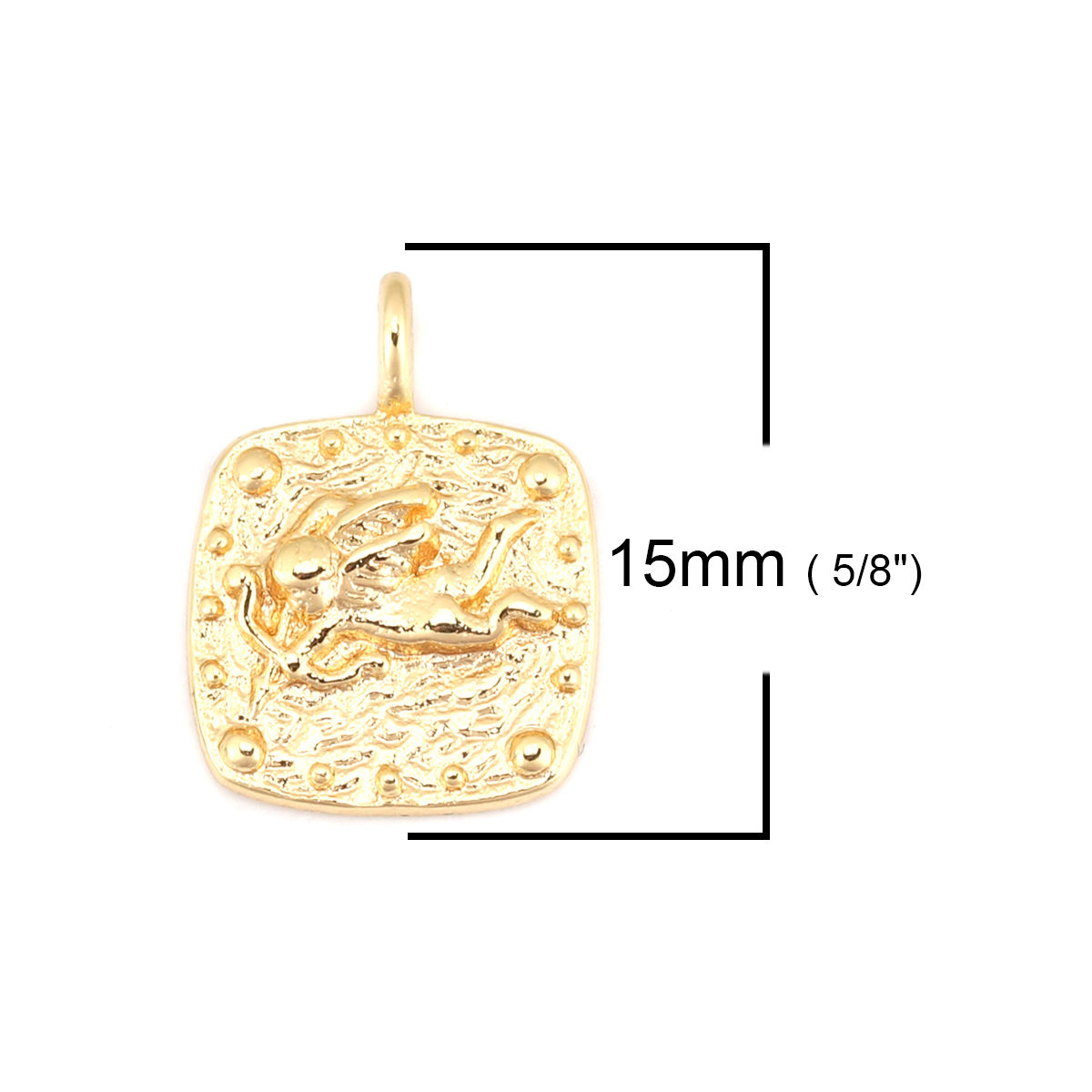 Picture of Brass Religious Charms Gold Plated Square Angel 15mm x 11mm, 2 PCs