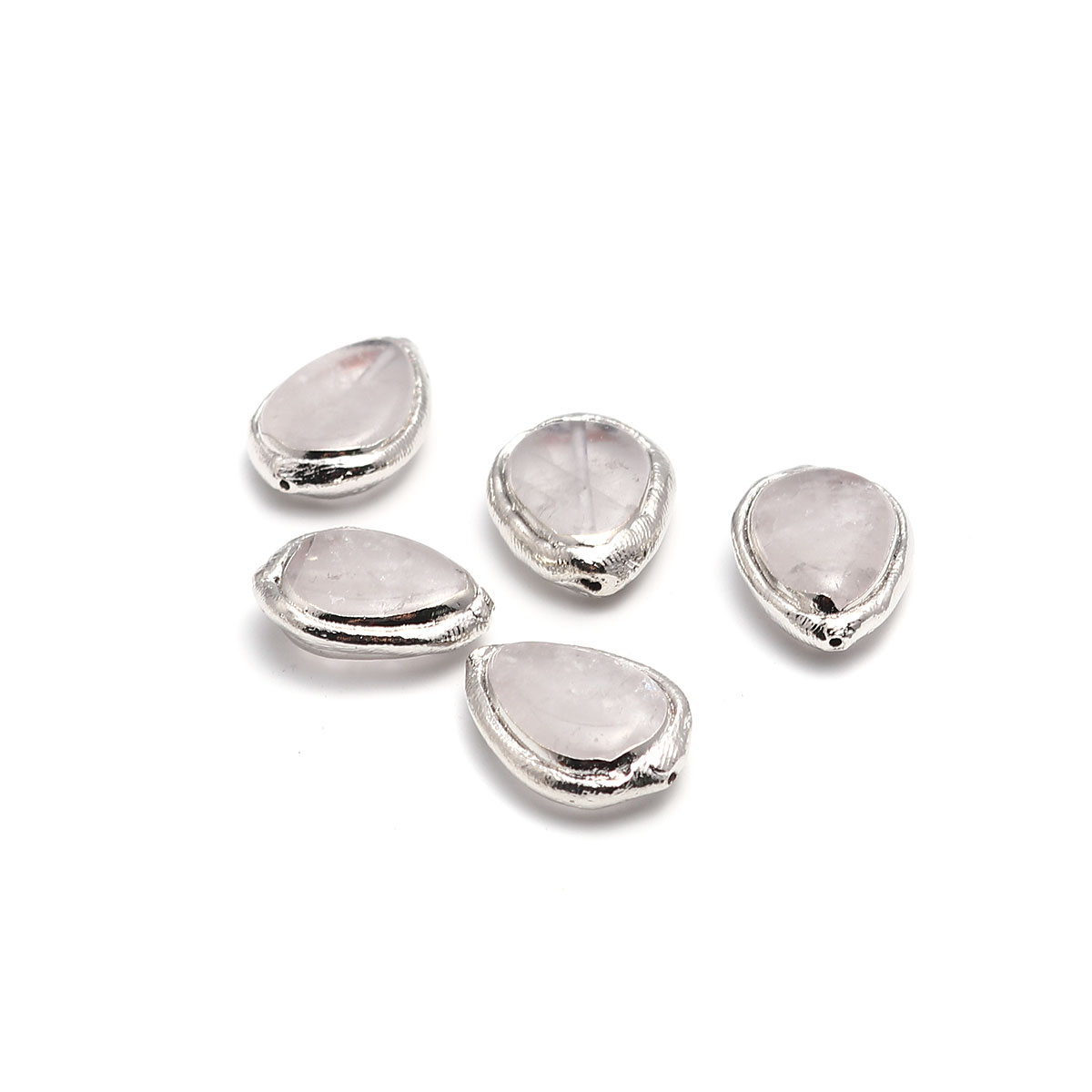 Imagen de Cristal ( Natural ) Cuentas Gota Tono de Plata Transparente Aprox 21mm x 18mm - 20mm x 16mm, Agujero: Aprox 1mm, 1 Unidad