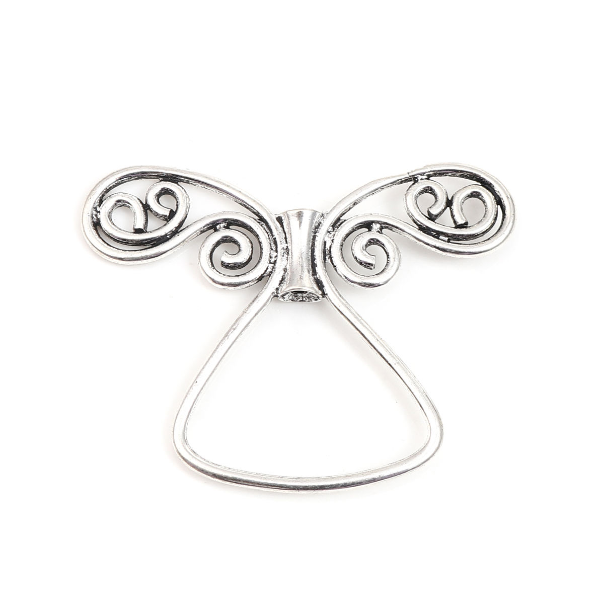 Imagen de Zamak de Ángel , Plata Antigua (Adap 10mm Cuentas) 56mm x 43mm, 3 Unidades