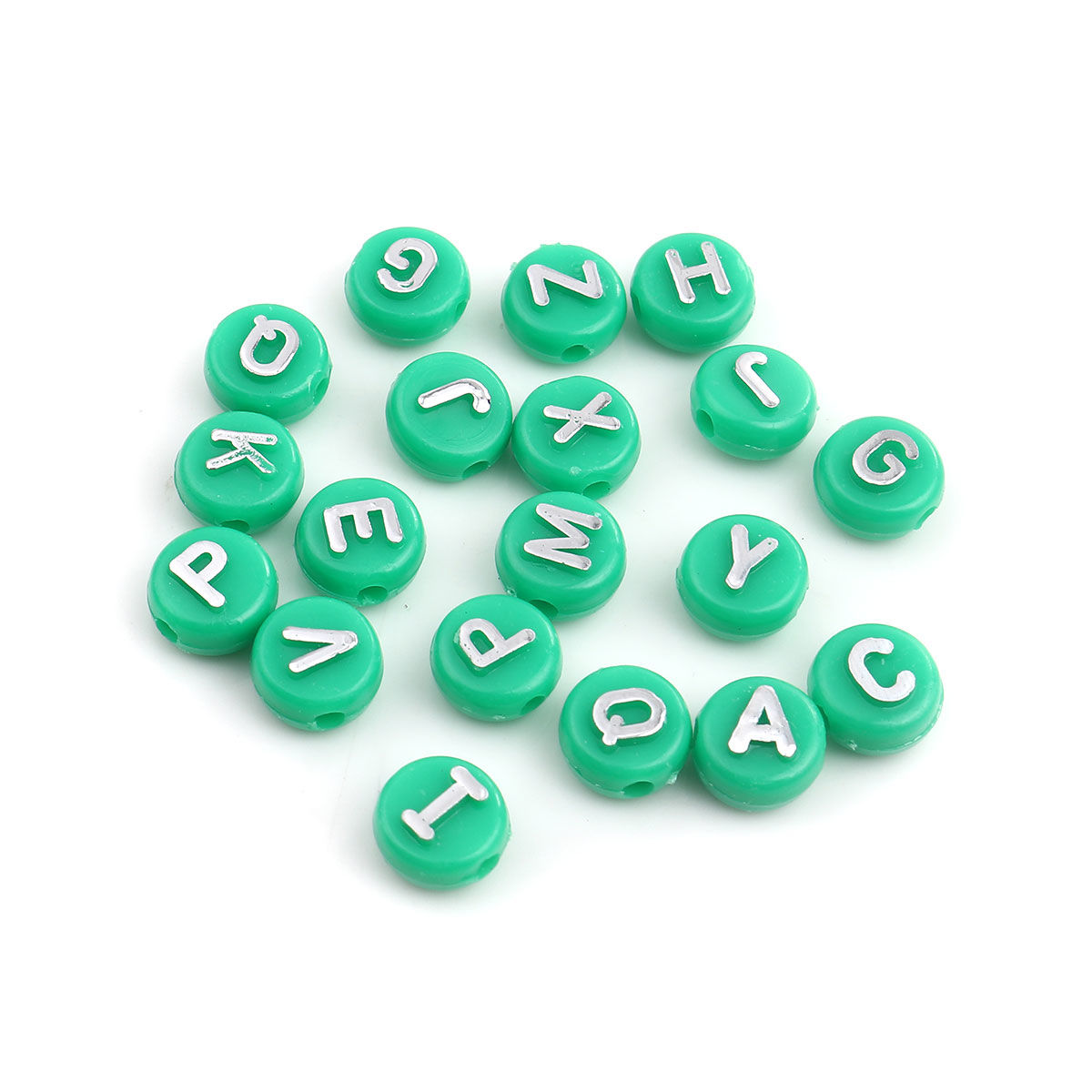 Imagen de Acrílico Cuentas Ronda Verde Al Azar 10mm x 6mm, Agujero: Aprox 2.4mm, 100 Unidades