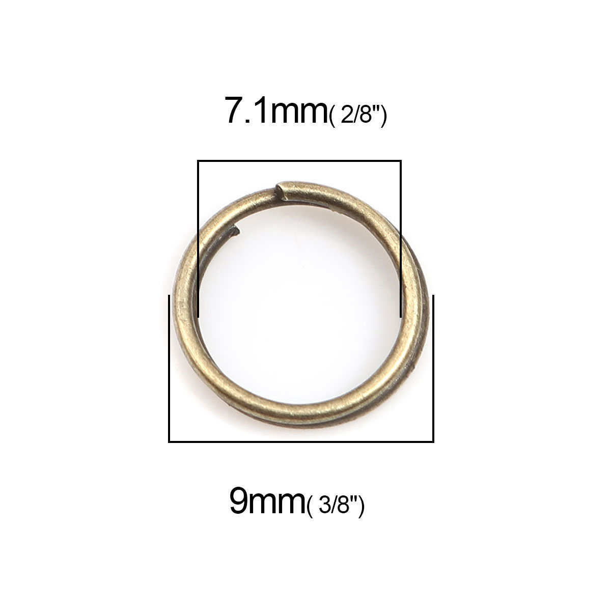 Immagine di 1000 Pz 9mm Dia, 0.7mm(21 misura) Lega di Zinco Doppio Diviso Stile Anello di Salto Bronzo Antico Tondo