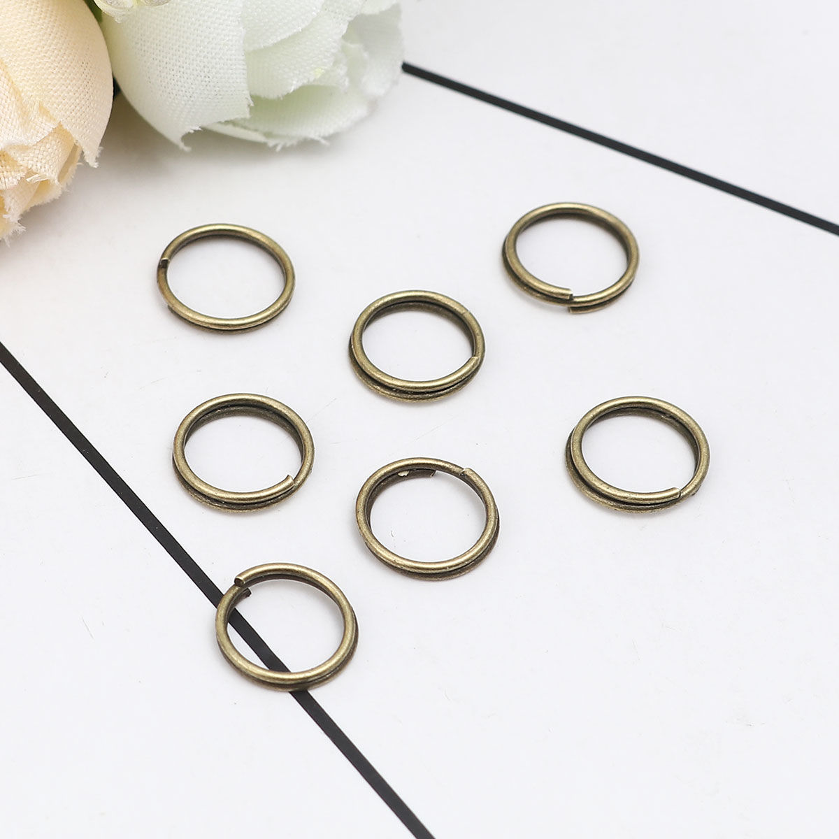 Immagine di 1000 Pz 9mm Dia, 0.7mm(21 misura) Lega di Zinco Doppio Diviso Stile Anello di Salto Bronzo Antico Tondo