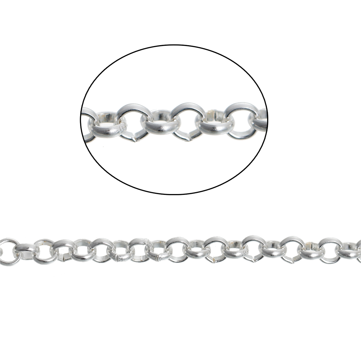 Picture of Alloy Rolo Chain Findings Silver Plated 3.8mm( 1/8") Dia, 4 M