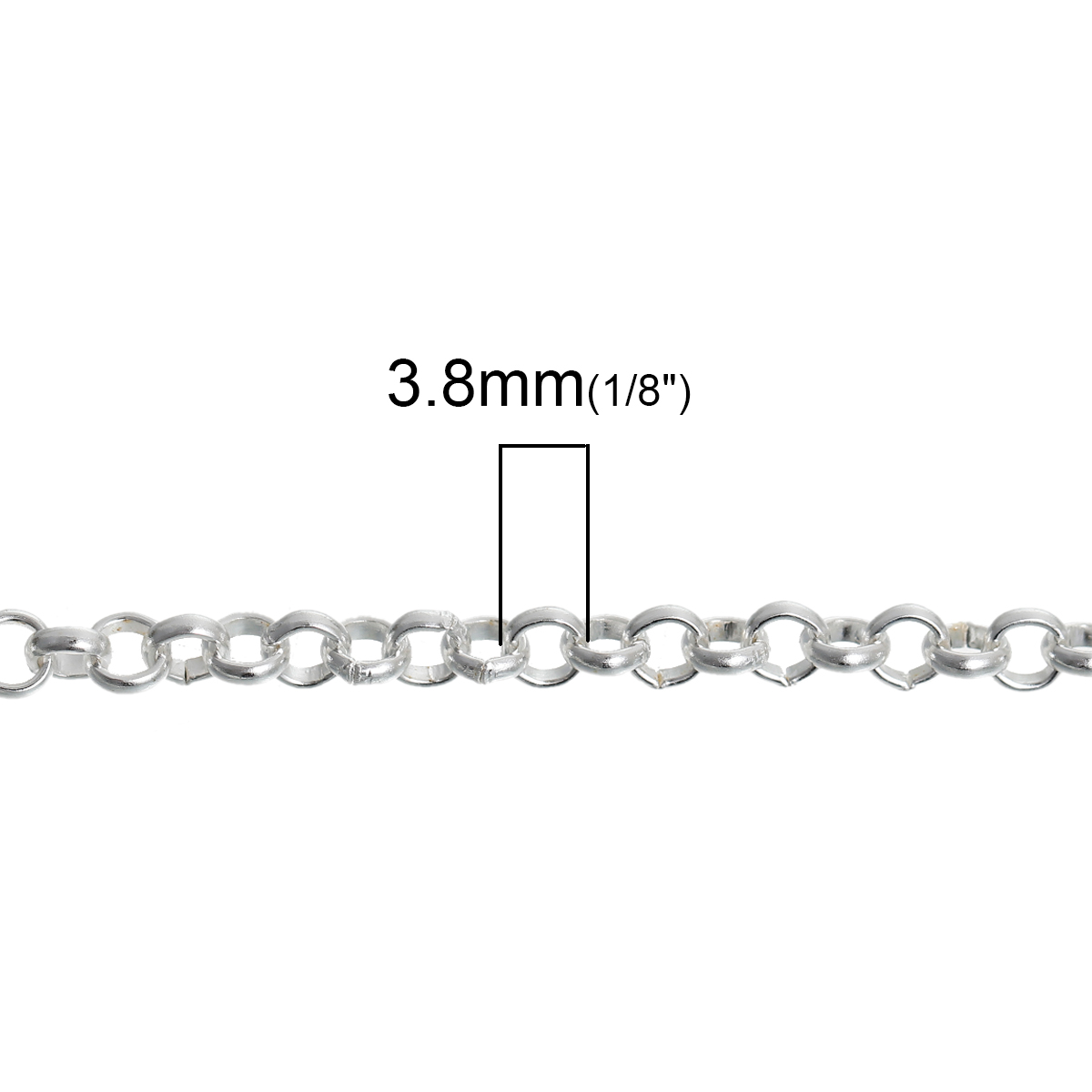 Picture of Alloy Rolo Chain Findings Silver Plated 3.8mm( 1/8") Dia, 4 M