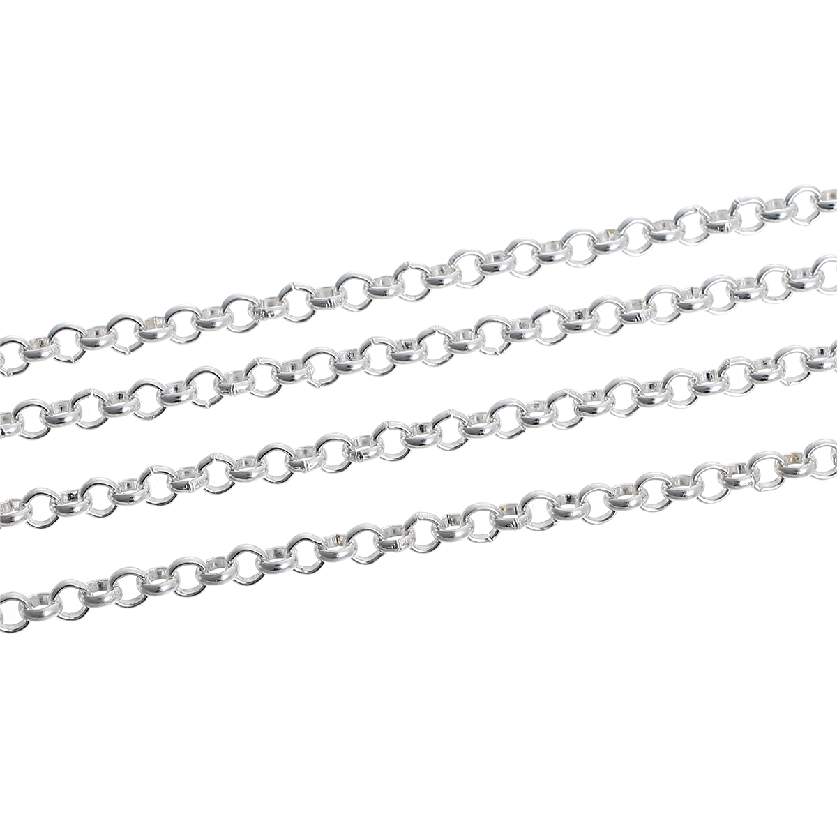 Picture of Alloy Rolo Chain Findings Silver Plated 3.8mm( 1/8") Dia, 4 M