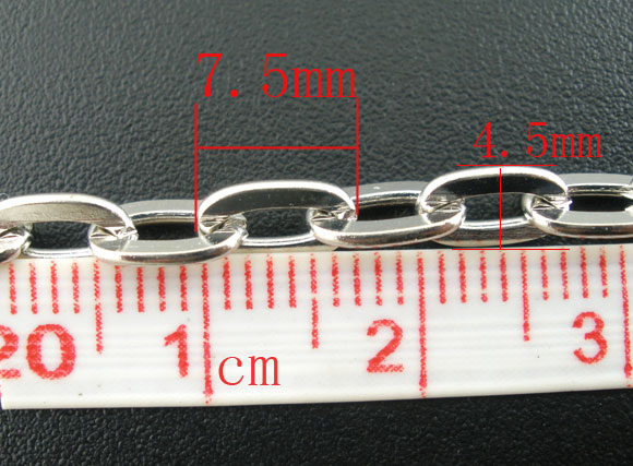 Bild von Eisen(Legierung) Gliederkette Kette Silberfarben 7x4mm, 4 Meter