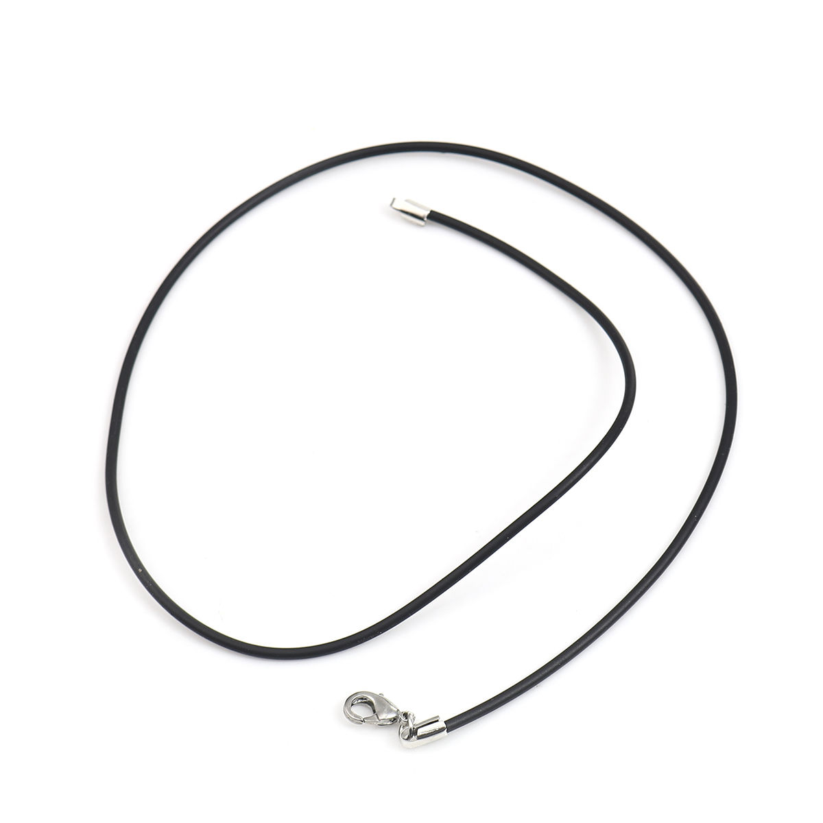 Imagen de Collar de Cuerda Trenzada Aleación + Caucho ,Negro y47.5cm de longitud, 10 Unidades