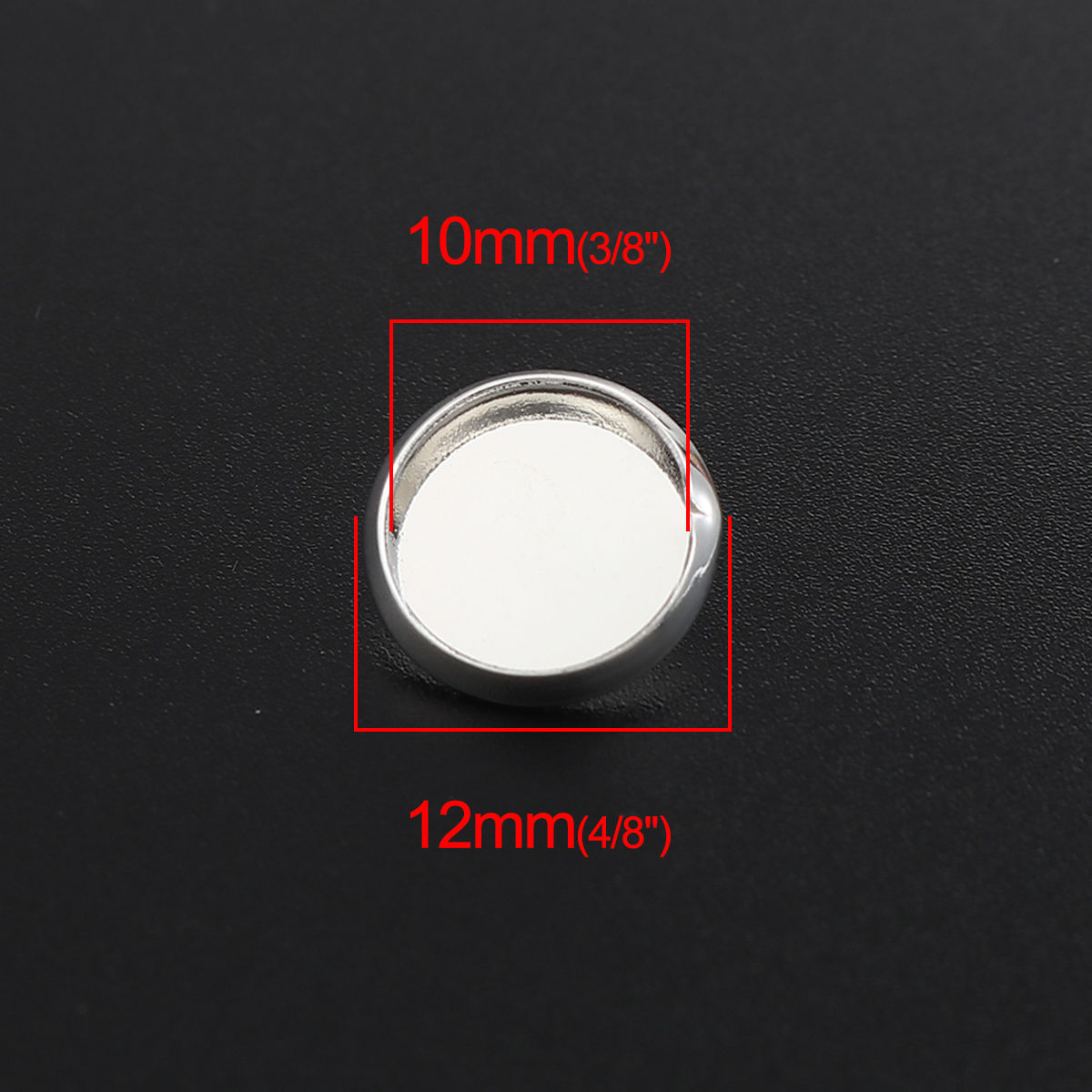 Bild von Zinklegierung Cabochon Fassung Rund Versilbert (für 10mm) 12mm D., 20 Stück