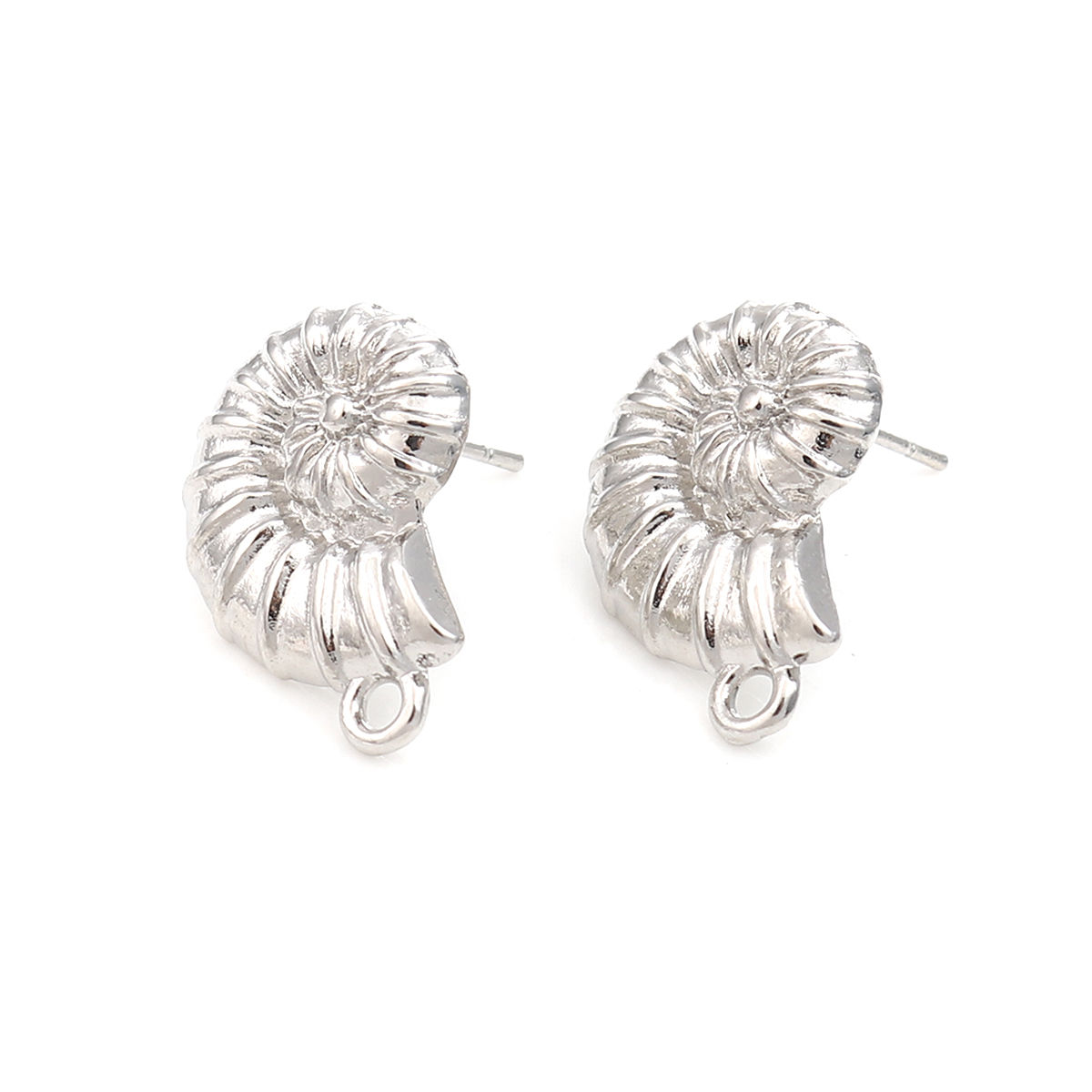 Изображение Цинковый Сплав Серьги ШпилькиДеталь Береговичок Серебряный Тон C /Петля 20мм x 15мм, Размер столбца / провода: (20 калибров), 2 Пары