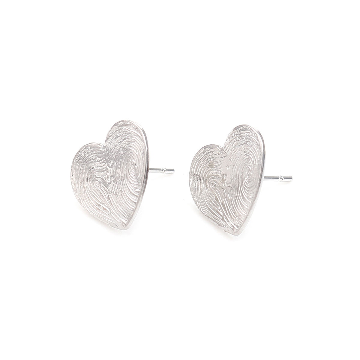 Bild von Zinklegierung Valentinstag Ohrring Ohrstecker Zubehör Herz Silberfarbe ,mit Geschnitzte Muster Muster, M/ Stöpsel 14mm x 14mm, Drahtstärke: (20 gauge), 2 Paare