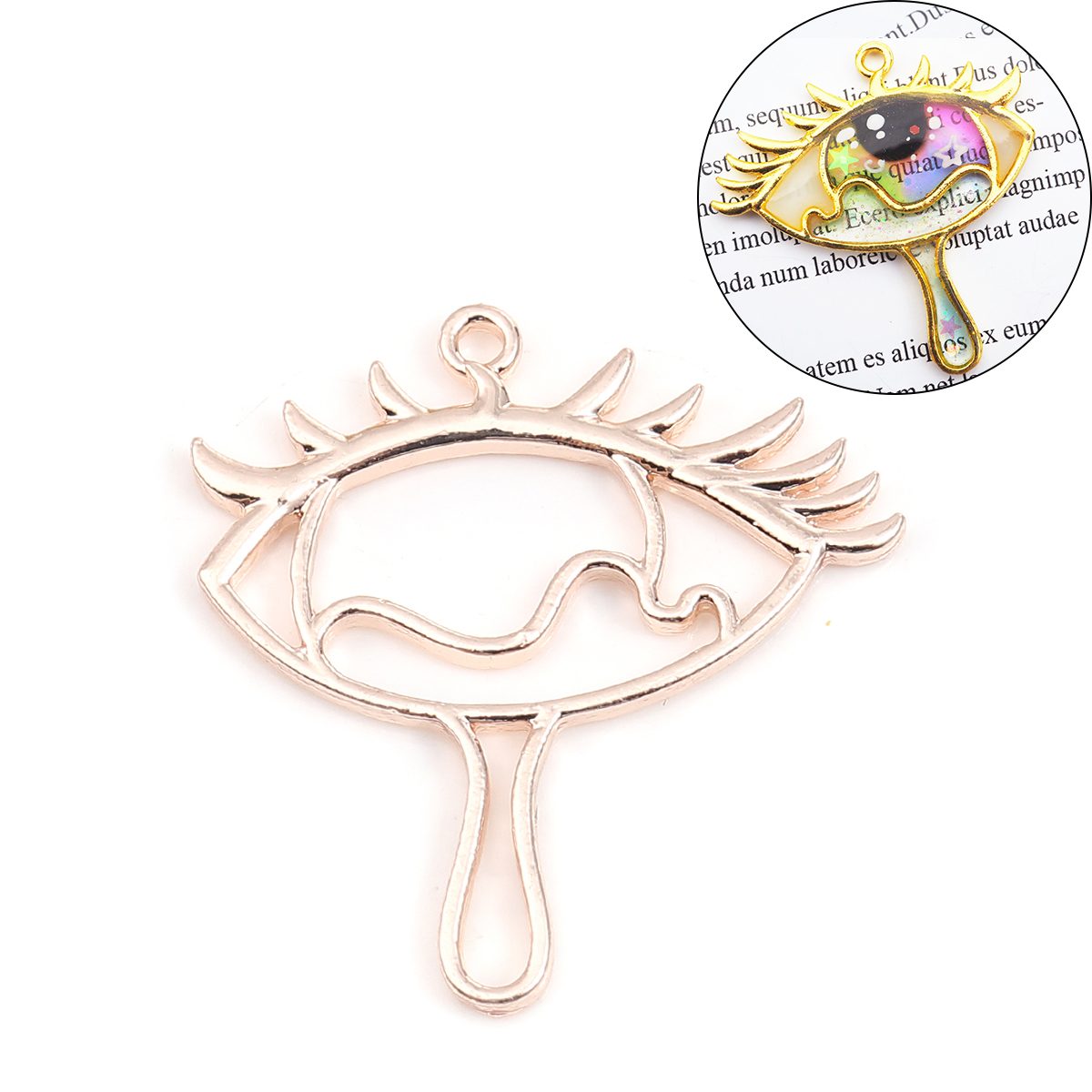 Picture of Zinc Based Alloy Open Back Bezel For Resin Rose Gold Eye 42mm x 41mm, 5 PCs