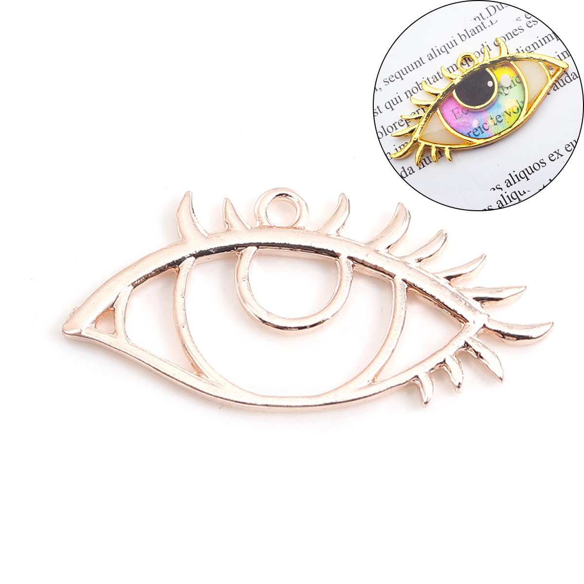 Picture of Zinc Based Alloy Open Back Bezel For Resin Rose Gold Eye 42mm x 41mm, 5 PCs