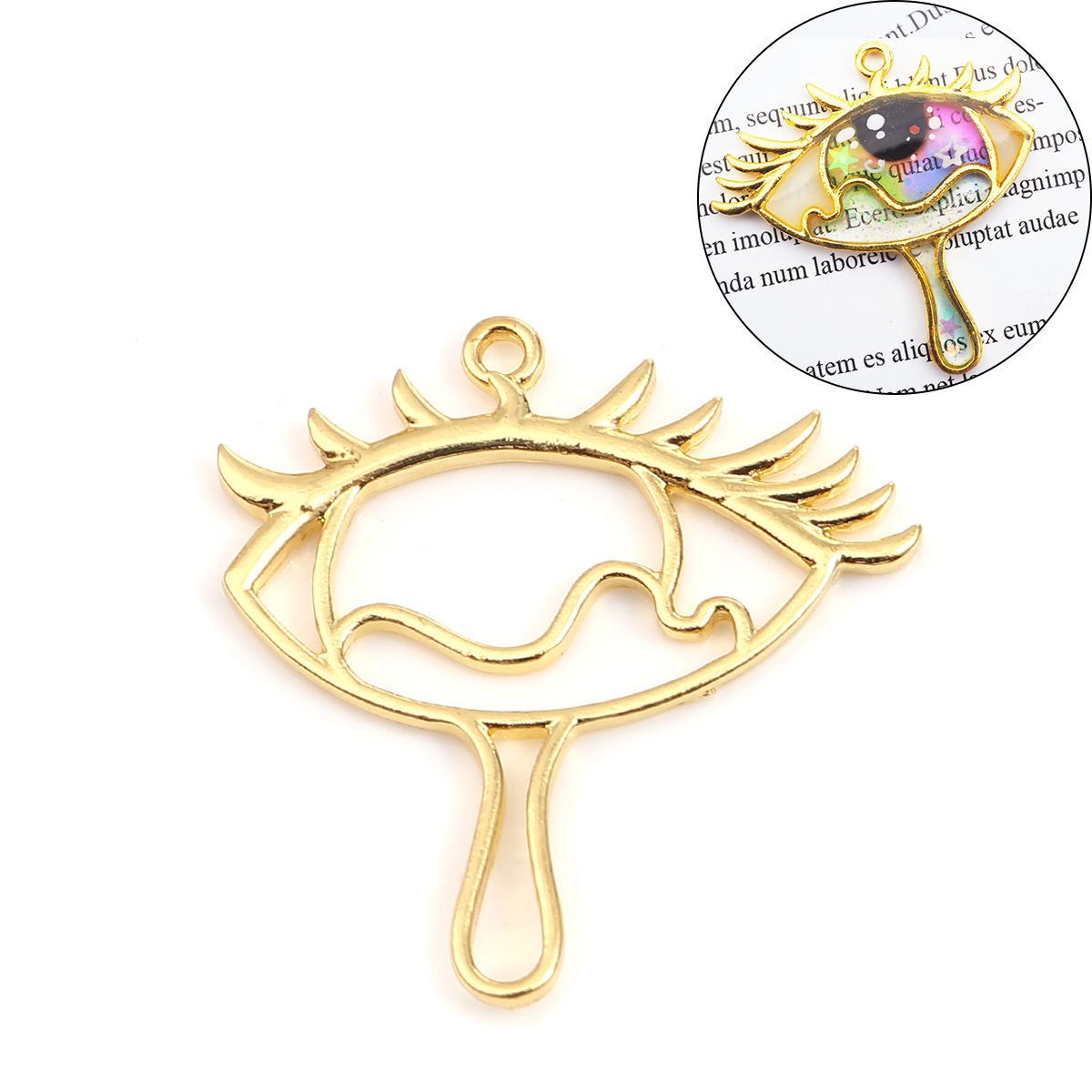 Picture of Zinc Based Alloy Open Back Bezel For Resin Rose Gold Eye 42mm x 41mm, 5 PCs