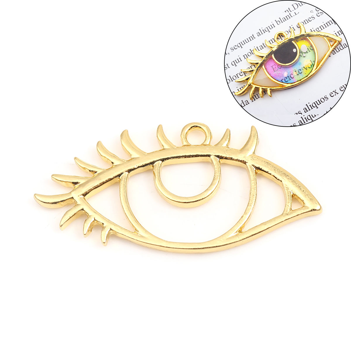 Picture of Zinc Based Alloy Open Back Bezel For Resin Rose Gold Eye 42mm x 41mm, 5 PCs