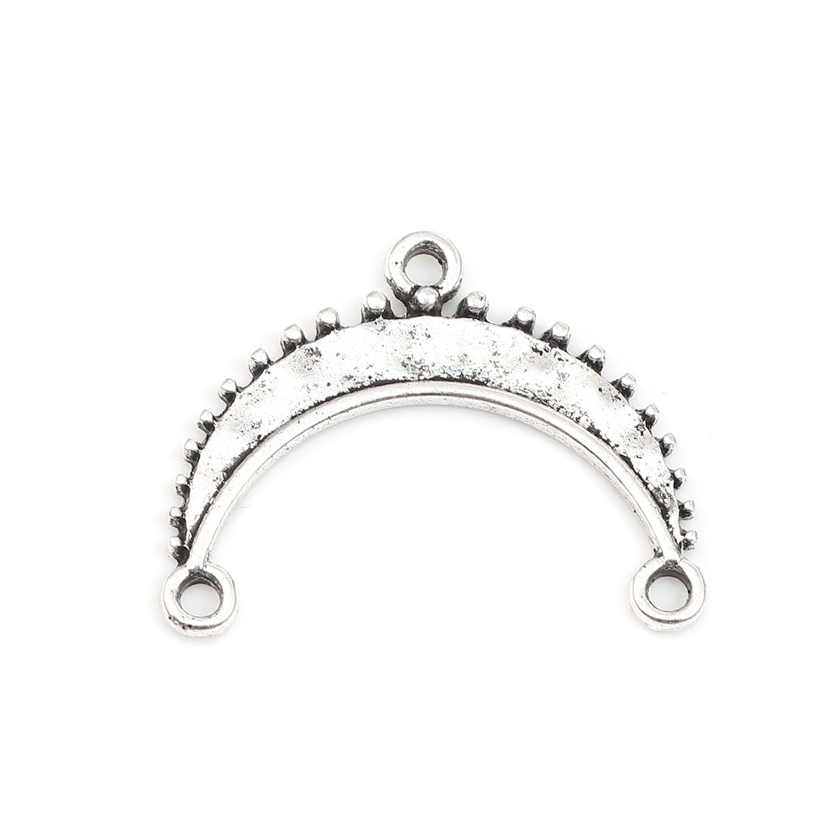Imagen de Zamak Bohemia Conectores Luna Media Plata Antigua 30mm x 24mm, 20 Unidades