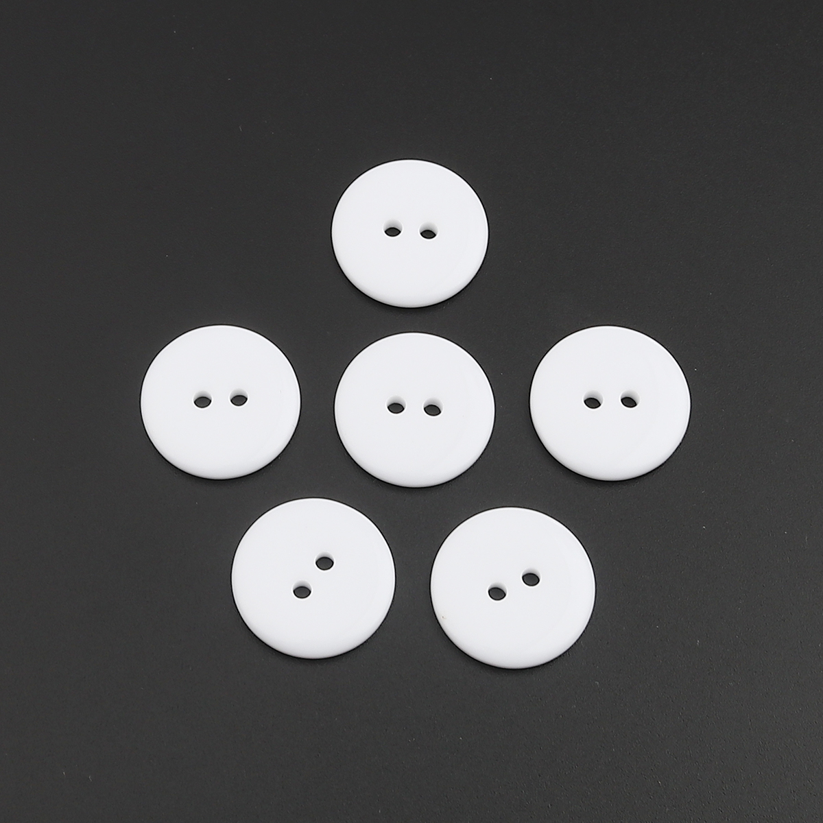 Picture of Resin Sewing Buttons Scrapbooking Two Holes Round White 25mm Dia, 100 PCs