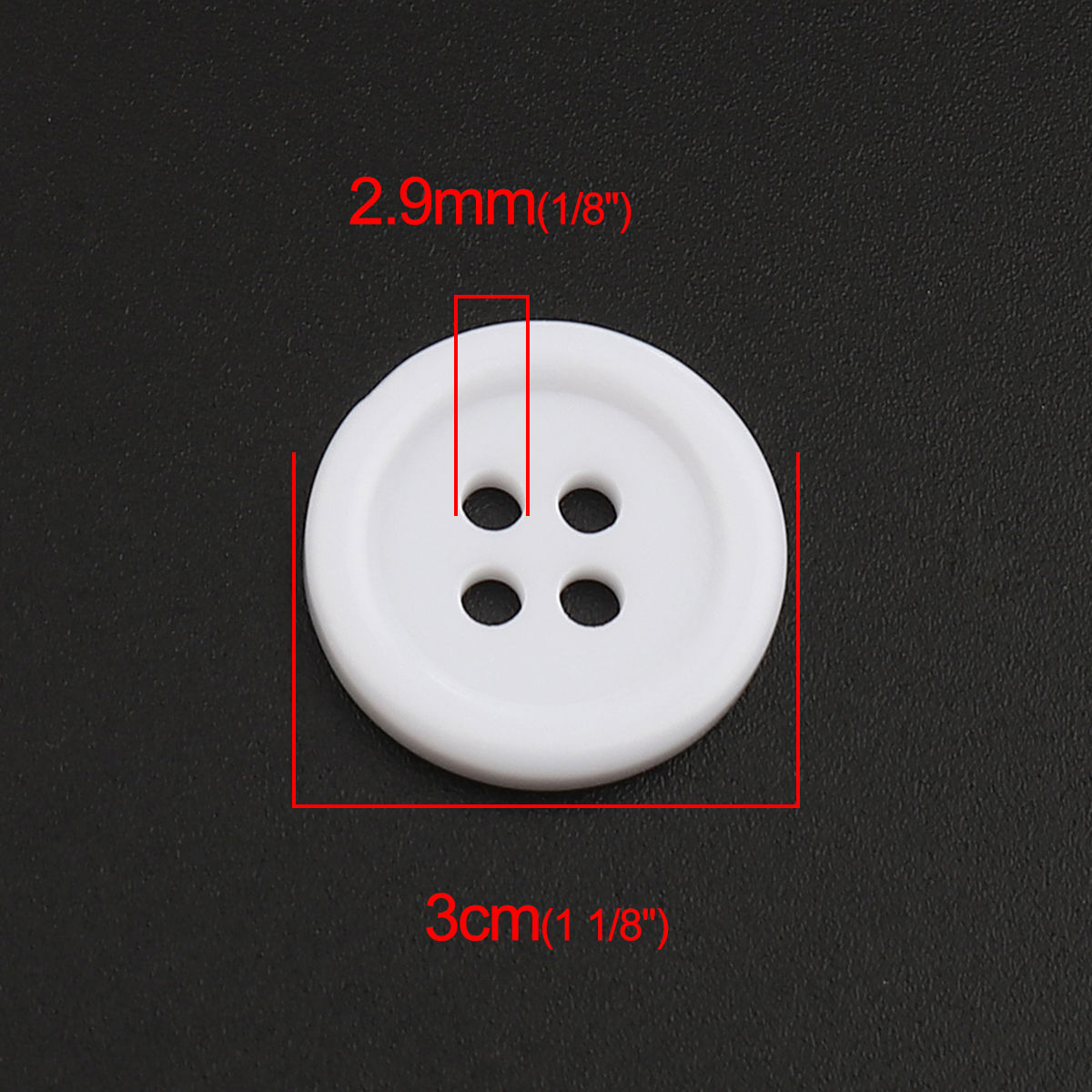 Picture of Resin Sewing Buttons Scrapbooking 4 Holes Round White 30mm Dia, 50 PCs