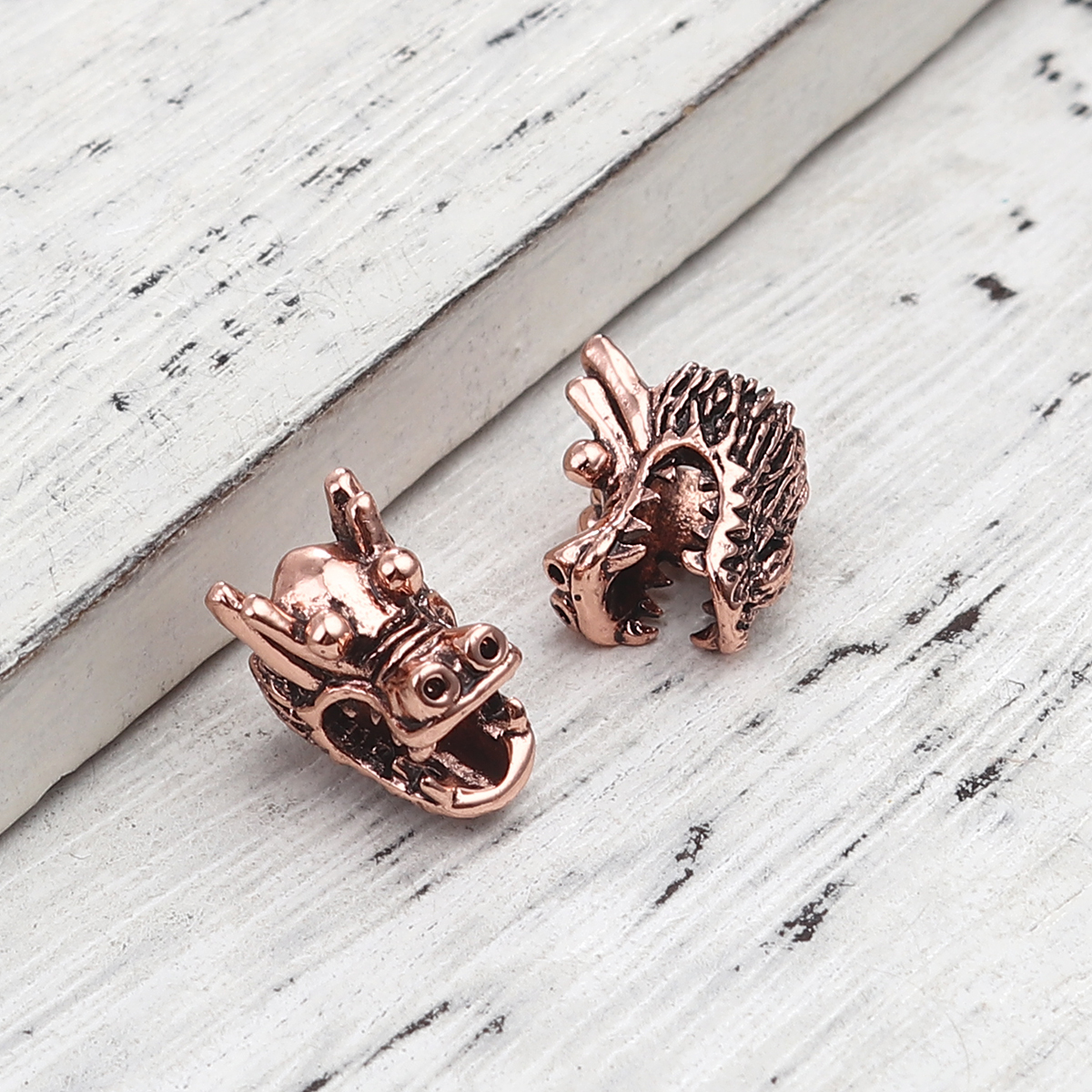 Picture of Zinc Based Alloy European Style Large Hole Charm Beads Dragon Antique Copper About 12mm x 11mm, Hole: Approx 5.1mm, 10 PCs