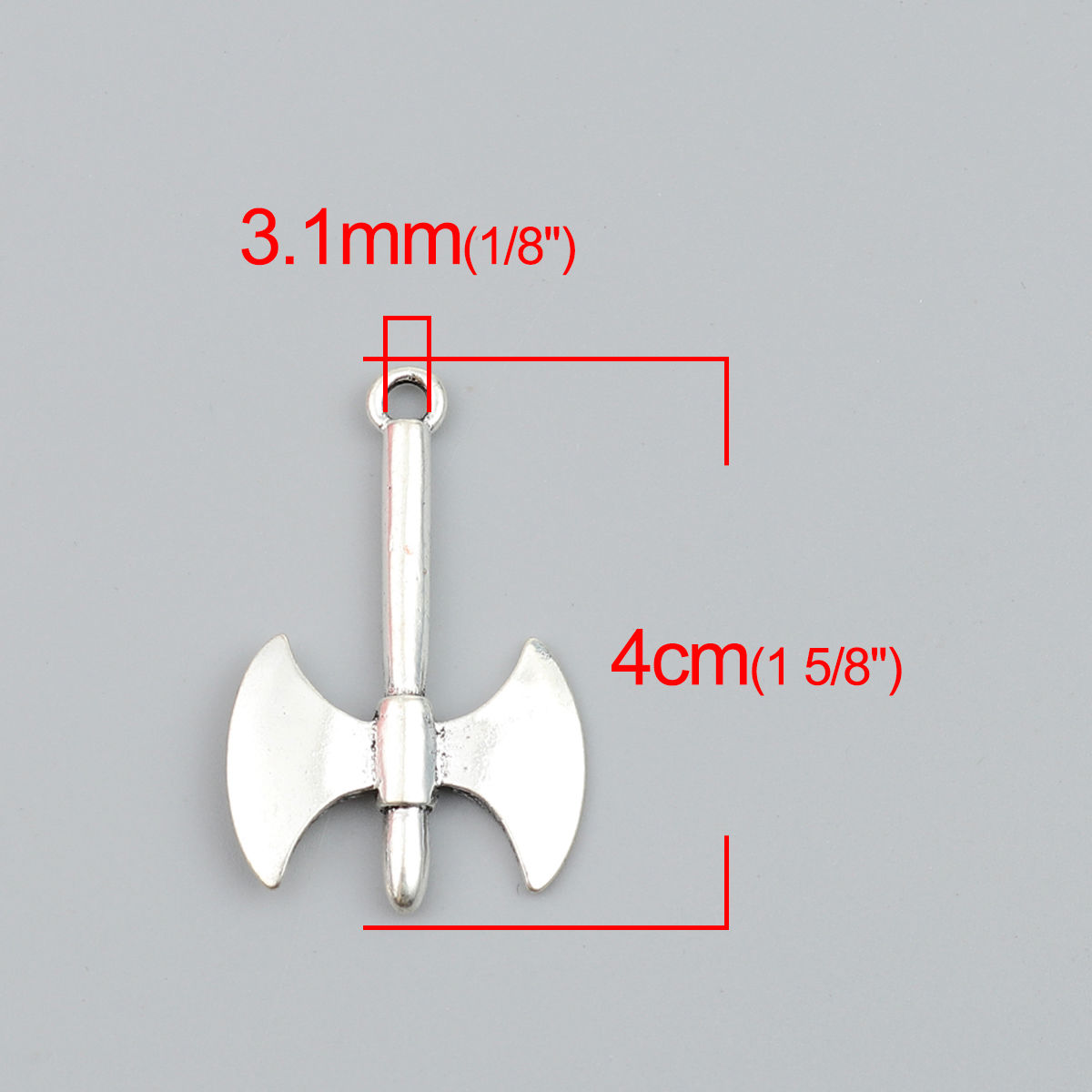 Picture of Zinc Based Alloy Pendants Axe Antique Silver Color 40mm x 25mm, 5 PCs
