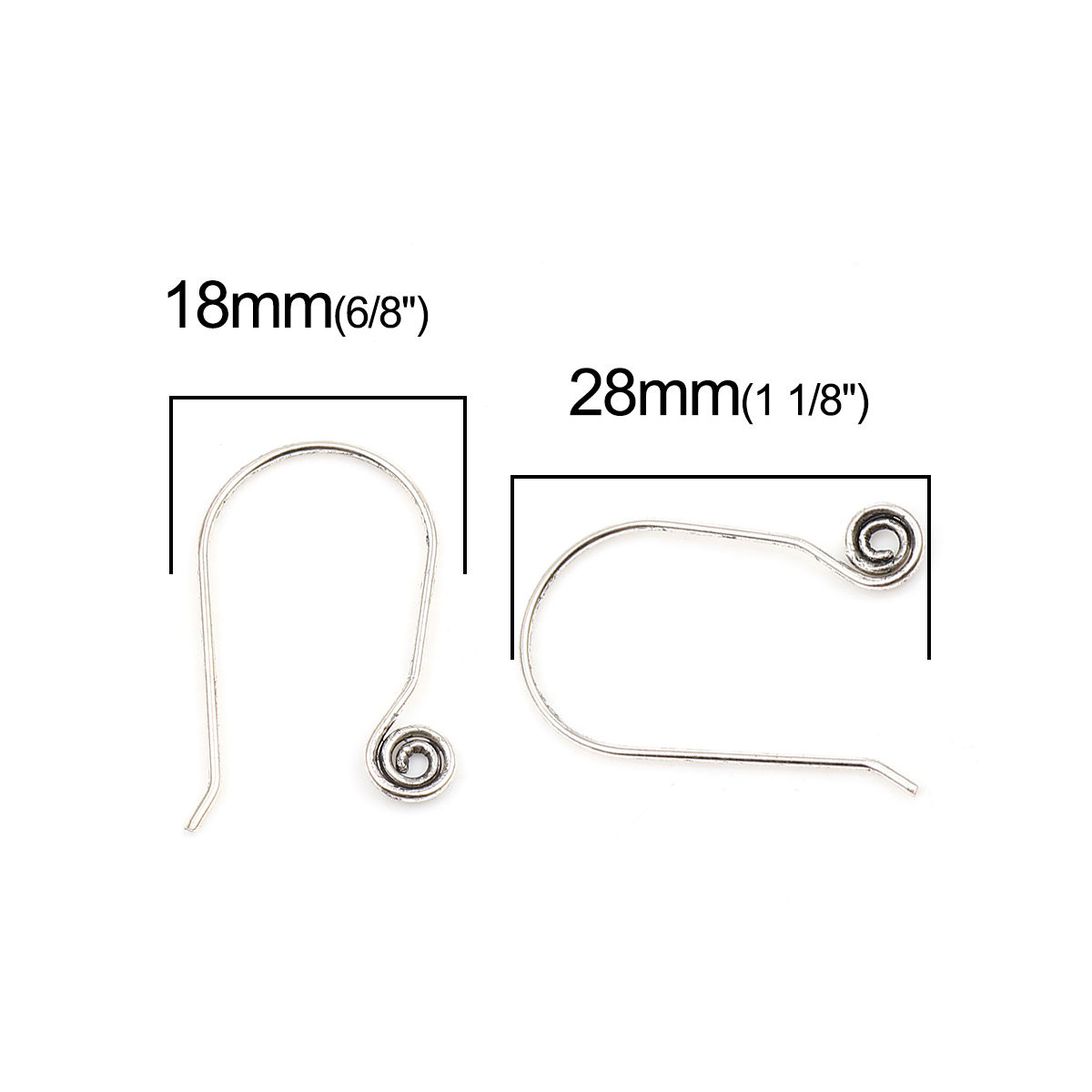 Bild von Zinklegierung Ohrring Ohr Haken Ohrringe U-Form Antiksilber M/Öse 28mm x 18mm, Drahtstärke: (20 gauge), 10 Stück