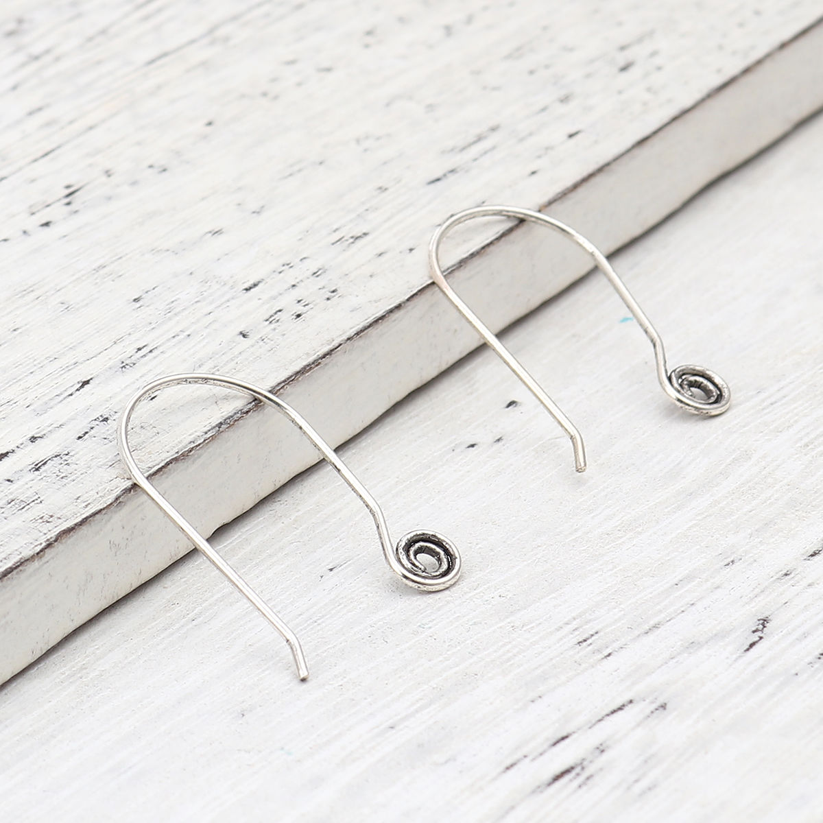 Bild von Zinklegierung Ohrring Ohr Haken Ohrringe U-Form Antiksilber M/Öse 28mm x 18mm, Drahtstärke: (20 gauge), 10 Stück