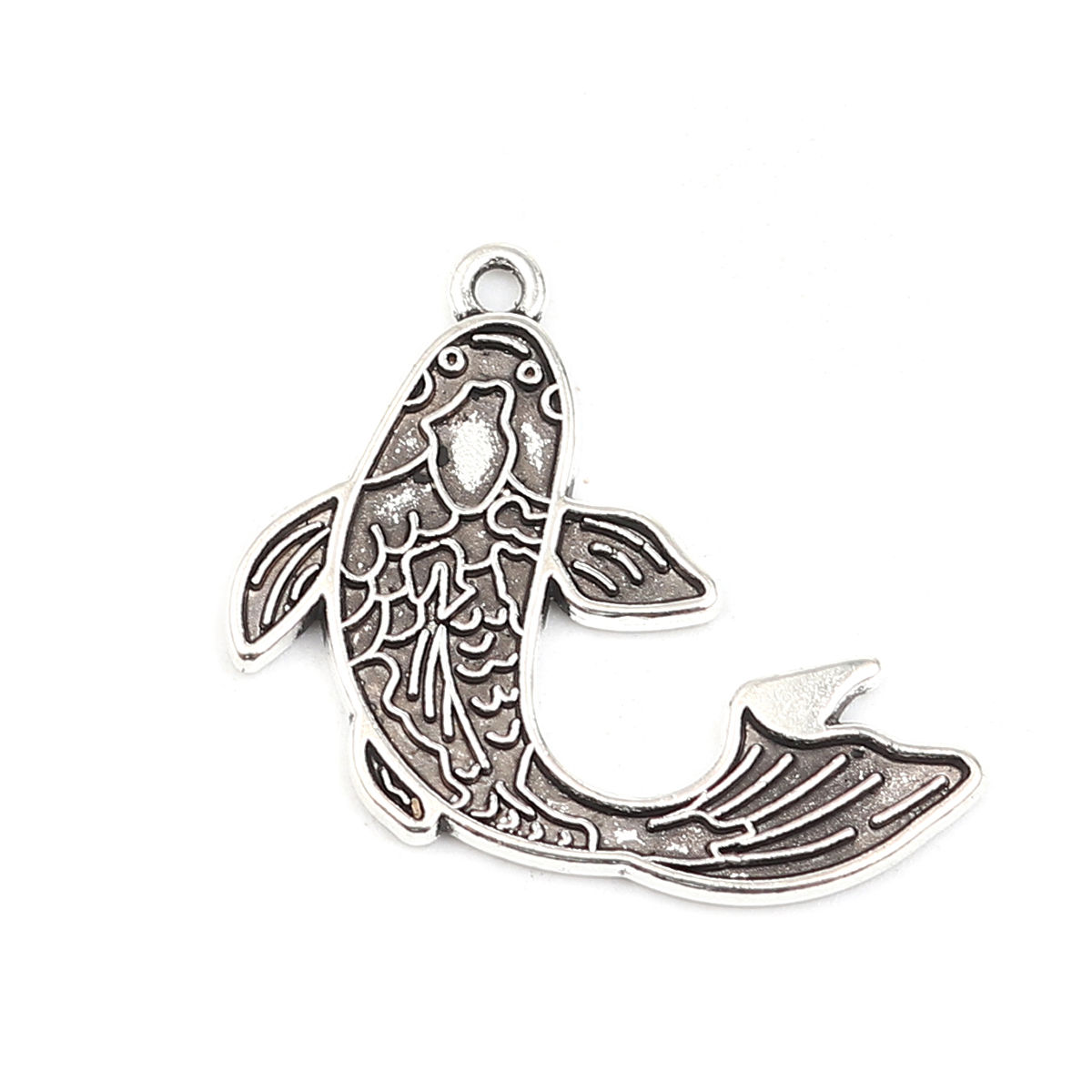 Picture of Zinc Based Alloy Ocean Jewelry Pendants Fish Animal Antique Silver Color 30mm x 20mm, 20 PCs