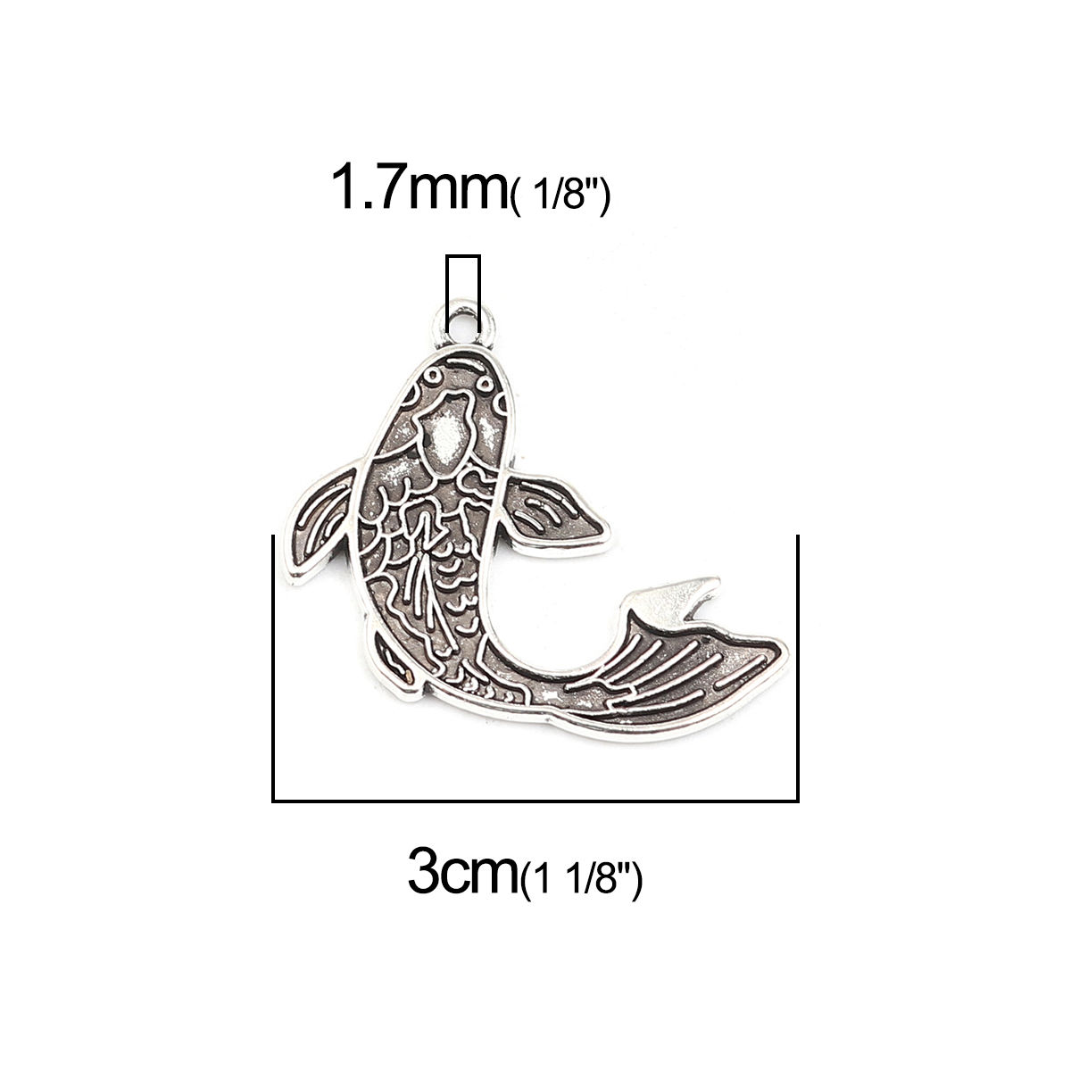 Picture of Zinc Based Alloy Ocean Jewelry Pendants Fish Animal Antique Silver Color 30mm x 20mm, 20 PCs