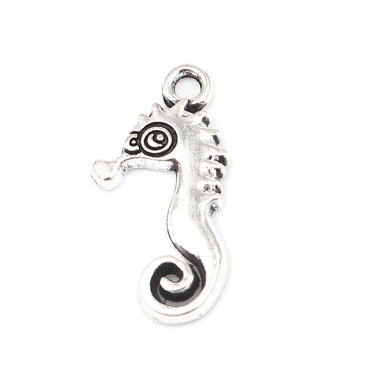 Picture of Zinc Based Alloy Ocean Jewelry Pendants Seahorse Animal Antique Silver Color 30mm x 15mm, 50 PCs