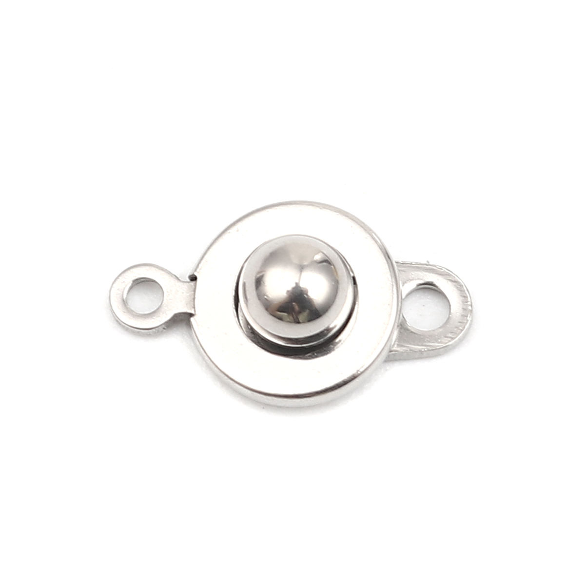 Imagen de 304 Acero Inoxidable Bola y zócalo Cierres de Botón a Presión Sujetador para Collar Pulsera DIY Craft Ronda Tono de Plata 15mm x 9mm, 10 Unidades