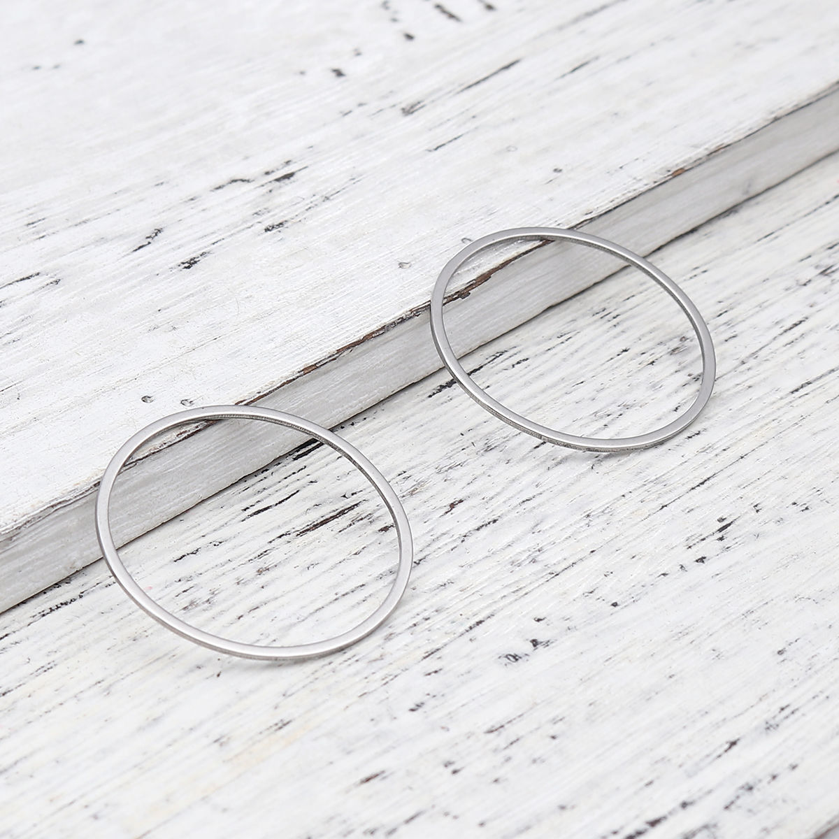 Picture of 10 PCs 304 Stainless Steel Connectors Charms Pendants Silver Tone Circle Ring 30mm Dia.