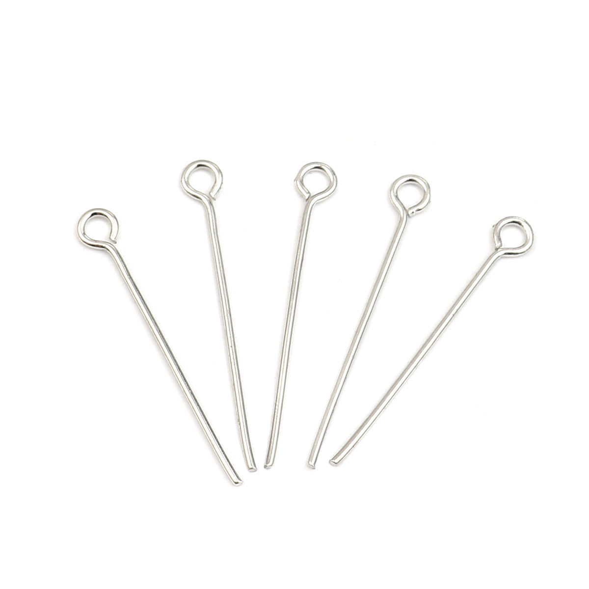 Изображение Iron Based Alloy Eye Eye Pins Silver Tone 26mm(1") long, 0.7mm, 3750 PCs