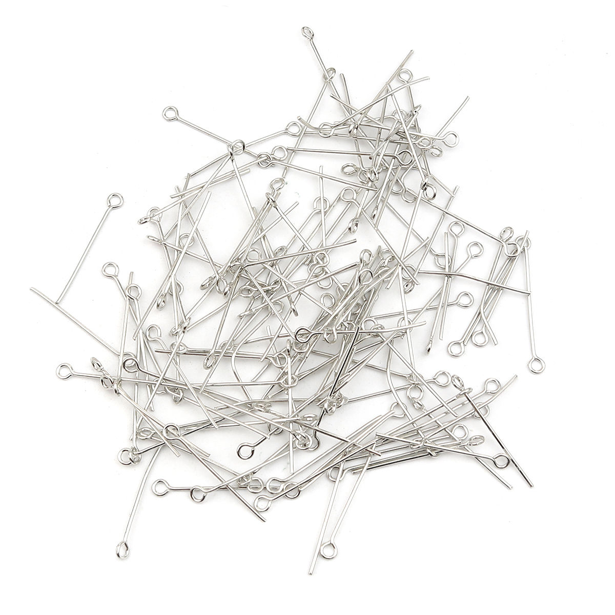 Изображение Iron Based Alloy Eye Eye Pins Silver Tone 26mm(1") long, 0.7mm, 3750 PCs