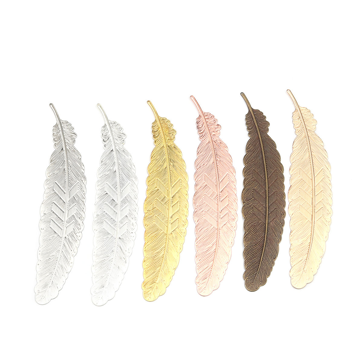 Изображение Zinc Based Alloy Pendants Feather Gold Plated 11.4cm x 2.3cm, 5 PCs