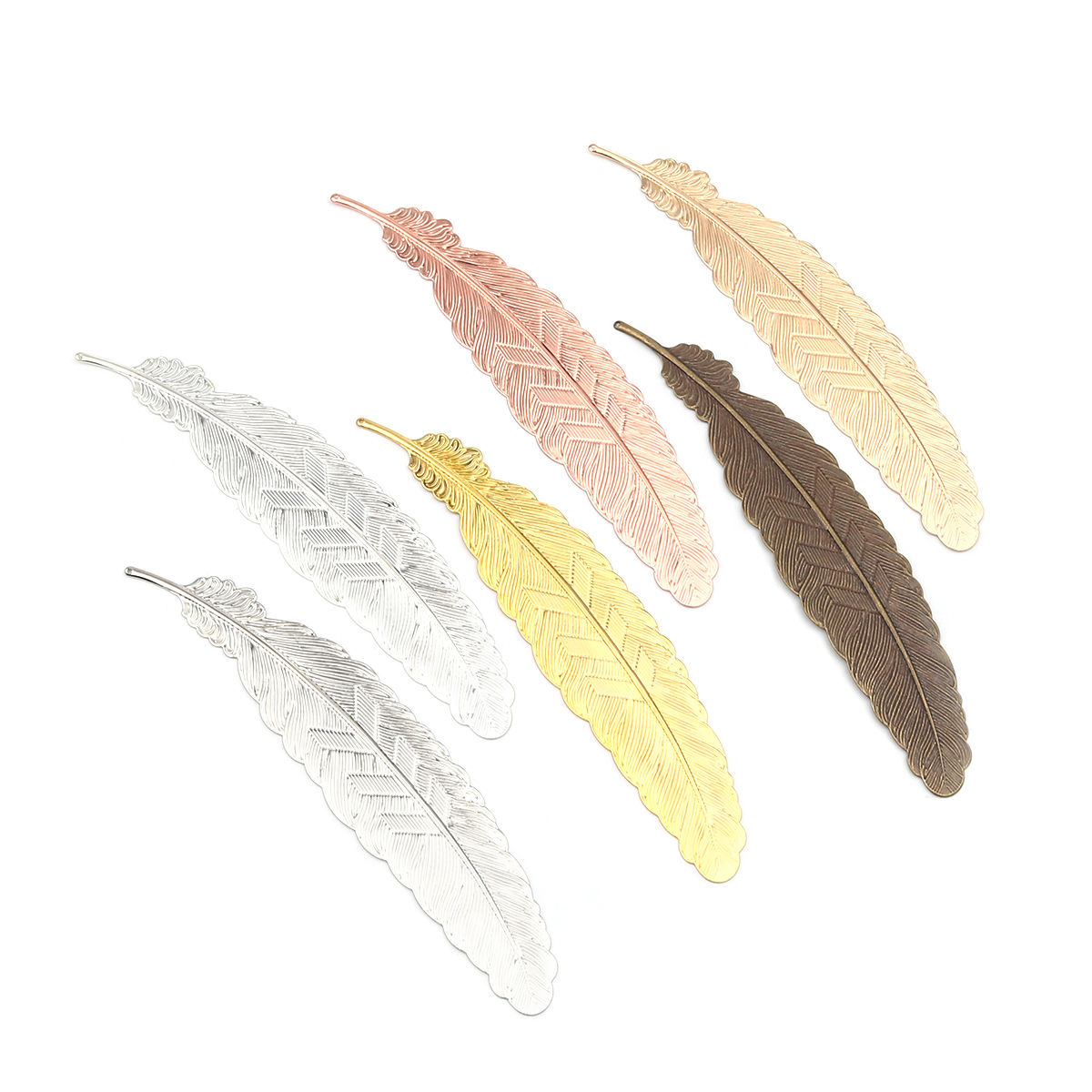 Изображение Zinc Based Alloy Pendants Feather Gold Plated 11.4cm x 2.3cm, 5 PCs