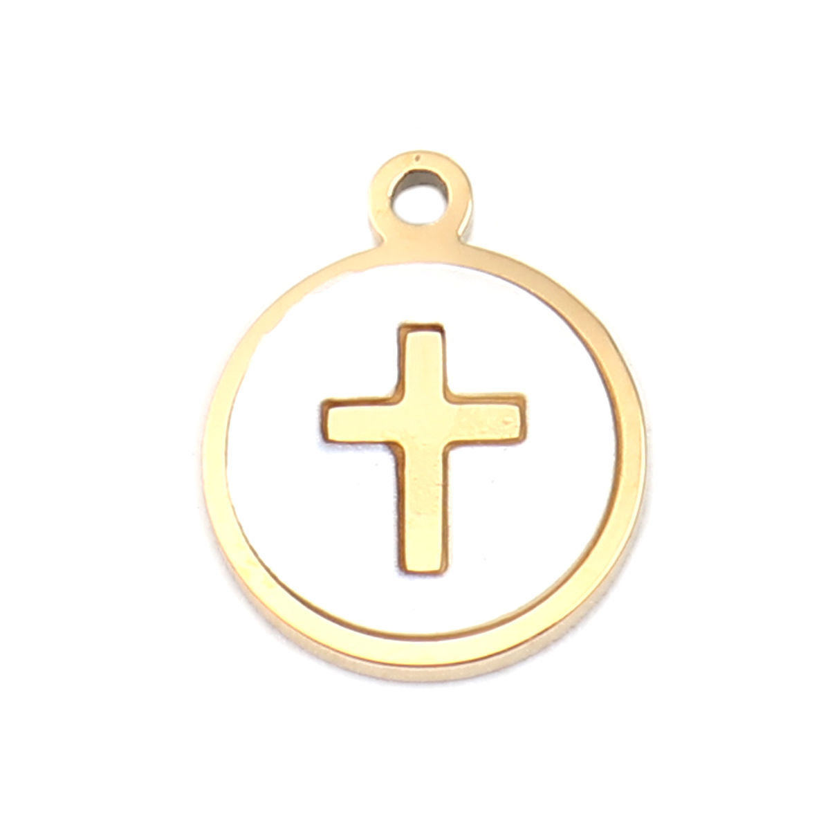Imagen de 304 Stainless Steel Charms Round Cross