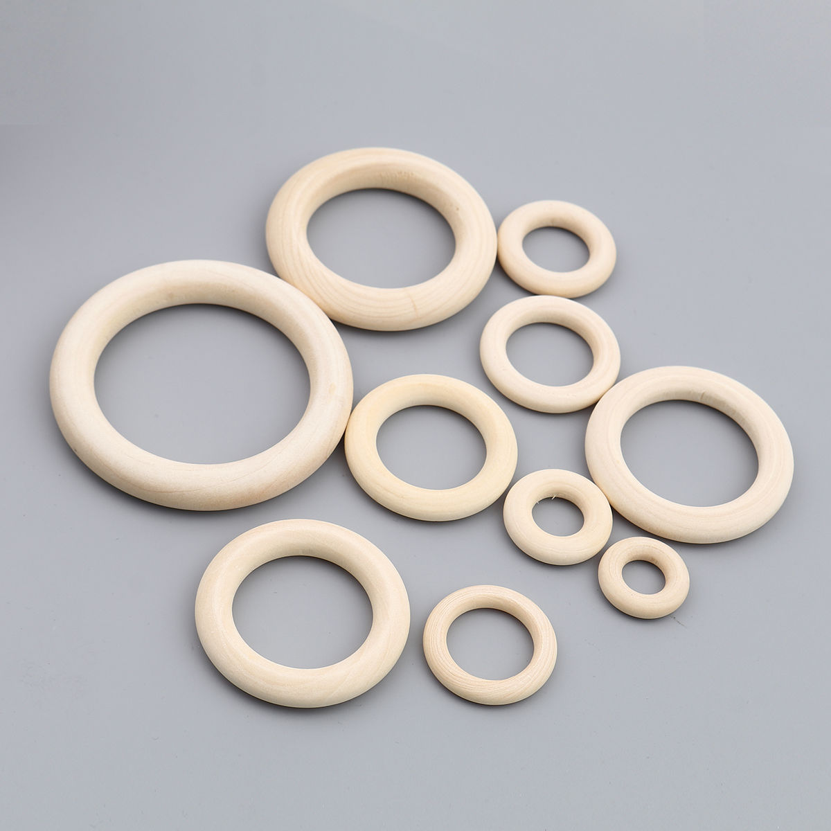 Picture of 50 PCs Natural Wood Connectors Charms Pendants Beige Circle Ring 20mm Dia.