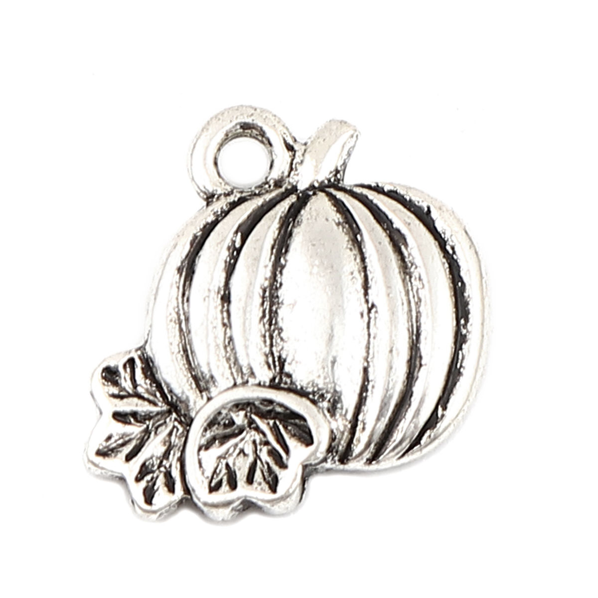 Picture of Zinc Based Alloy Charms Antique Silver Color Halloween Pumpkin 17mm x 17mm, 20 PCs
