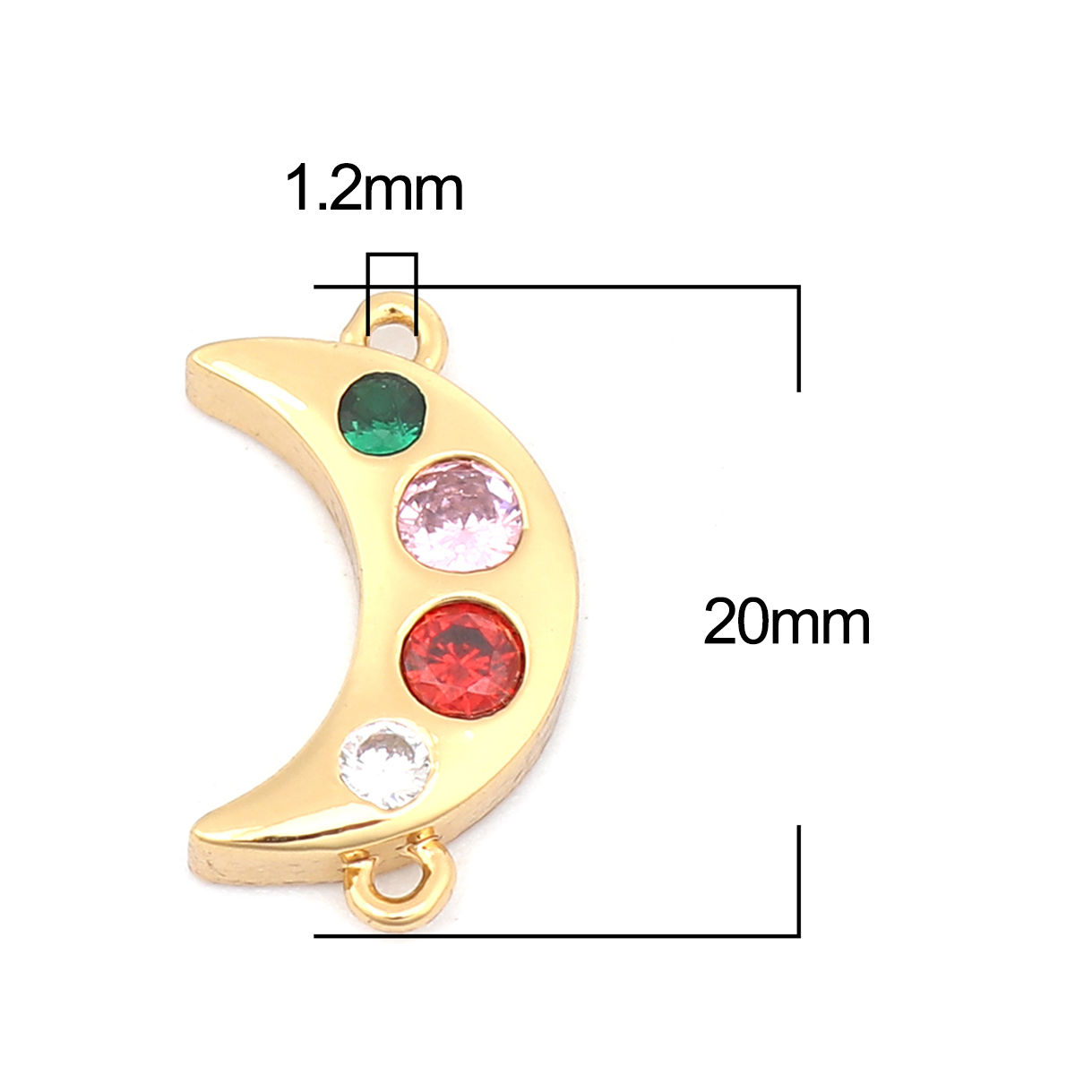 Изображение Brass Galaxy Connectors Half Moon Gold Plated Multicolor Rhinestone 20mm x 11mm, 1 Piece                                                                                                                                                                      