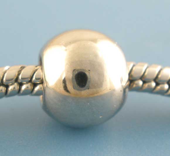 Bild von Acryl European Stil Charm Großlochperlen Silberfarben Glatt Rund 10mm D., 100 Stück
