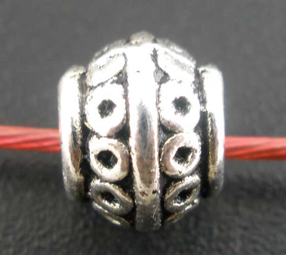 Picture of Zinc Based Alloy Spacer Beads Lantern Antique Silver Color Circle Carved About 9mm Dia., Hole:Approx 4.1mm, 50 PCs