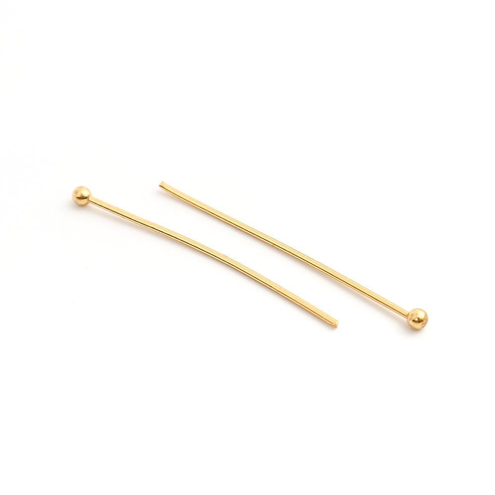 Bild von 0.7mm 304 Edelstahl Kopfstifte mit Kugel Vergoldet 30mm lang, 1 Packung(etwa 300 Stücke)