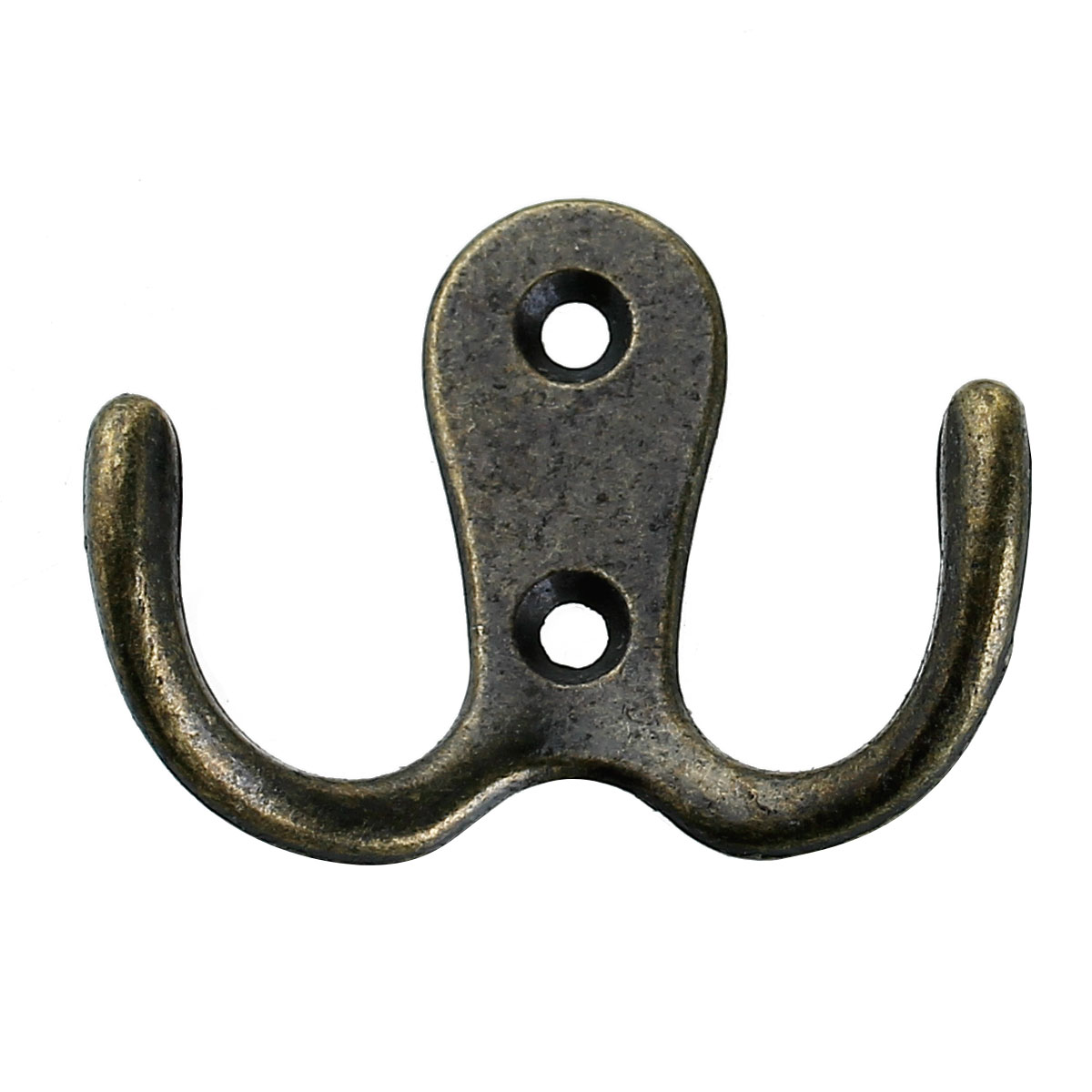 Picture of Zinc Based Alloy Double Prong Wall Hook Hanger Clothes Hat Coat Rack Home Decor Antique Bronze 55mm x 41mm(2 1/8"x1 5/8"), 5 PCs