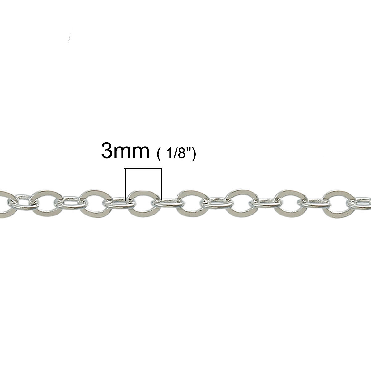 Bild von Eisen(Legierung) Offen Gliederkette Kette Silberfarben 3x2.5mm, 5 Meter